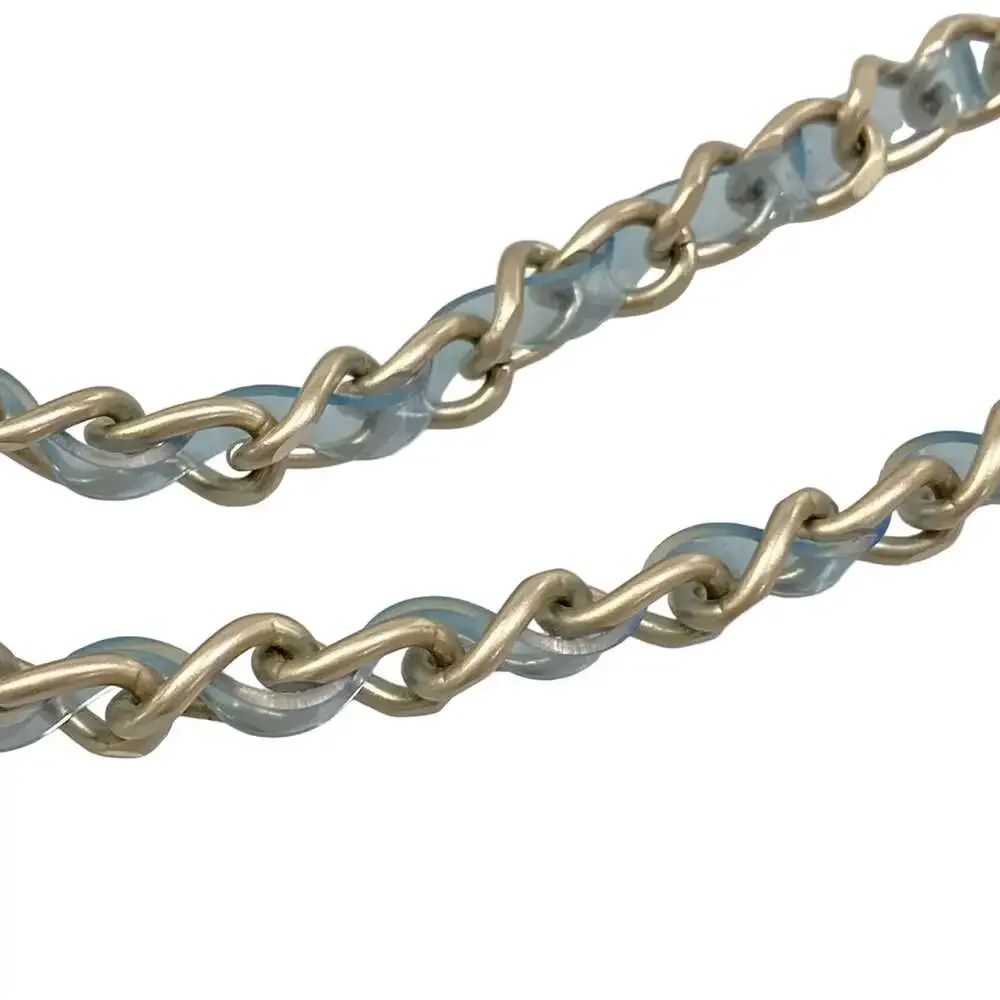 Chanel Chocolate Bar Shoulder Bag Clear Beige Light Blue